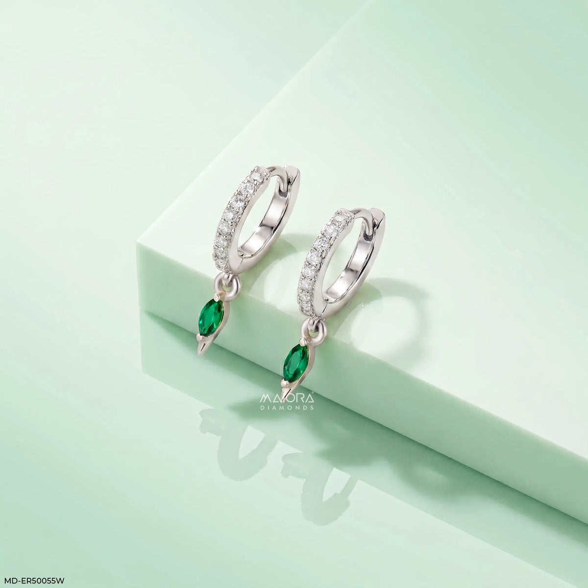 Emerald Glam Diamond Bali Earrings
