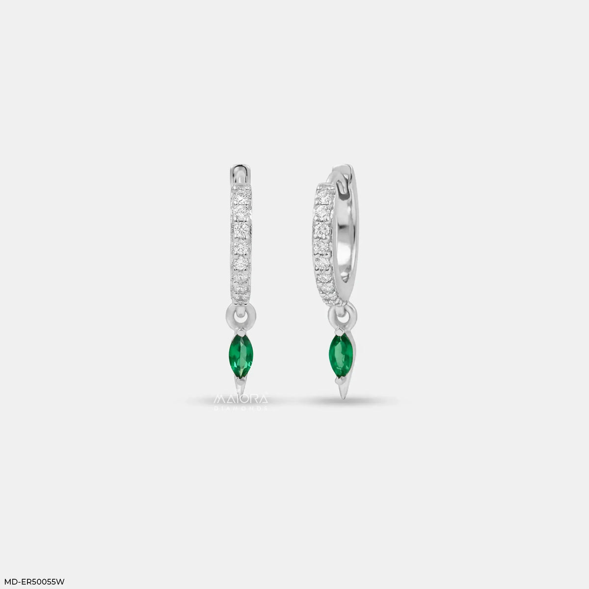Emerald Glam Diamond Bali Earrings