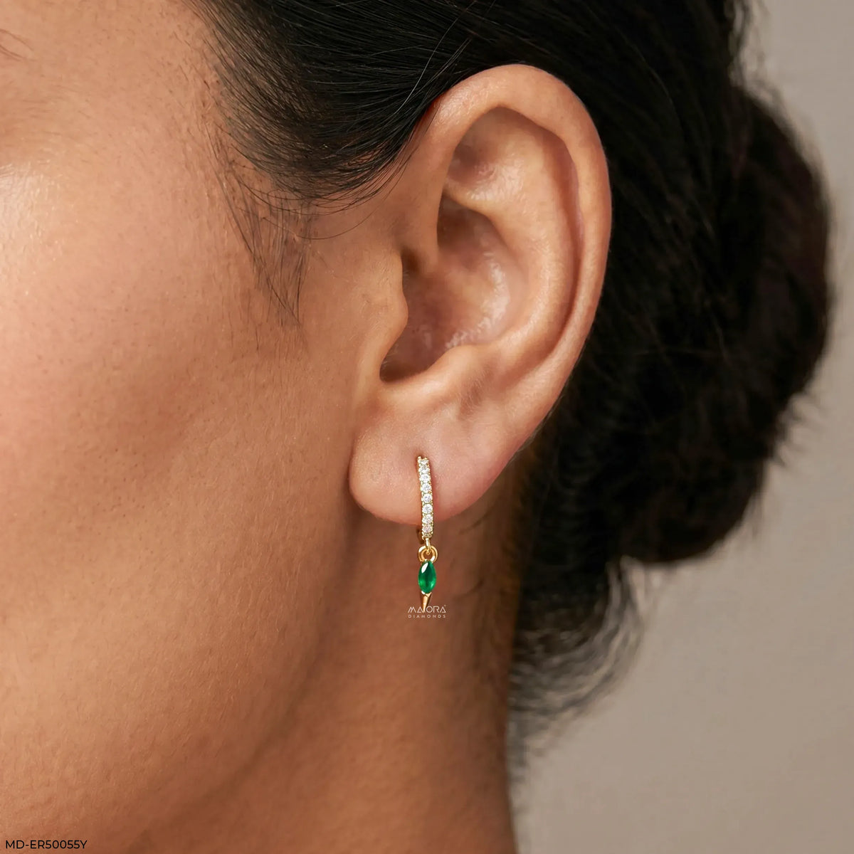 Marquise Emerald Diamond Bali Earrings