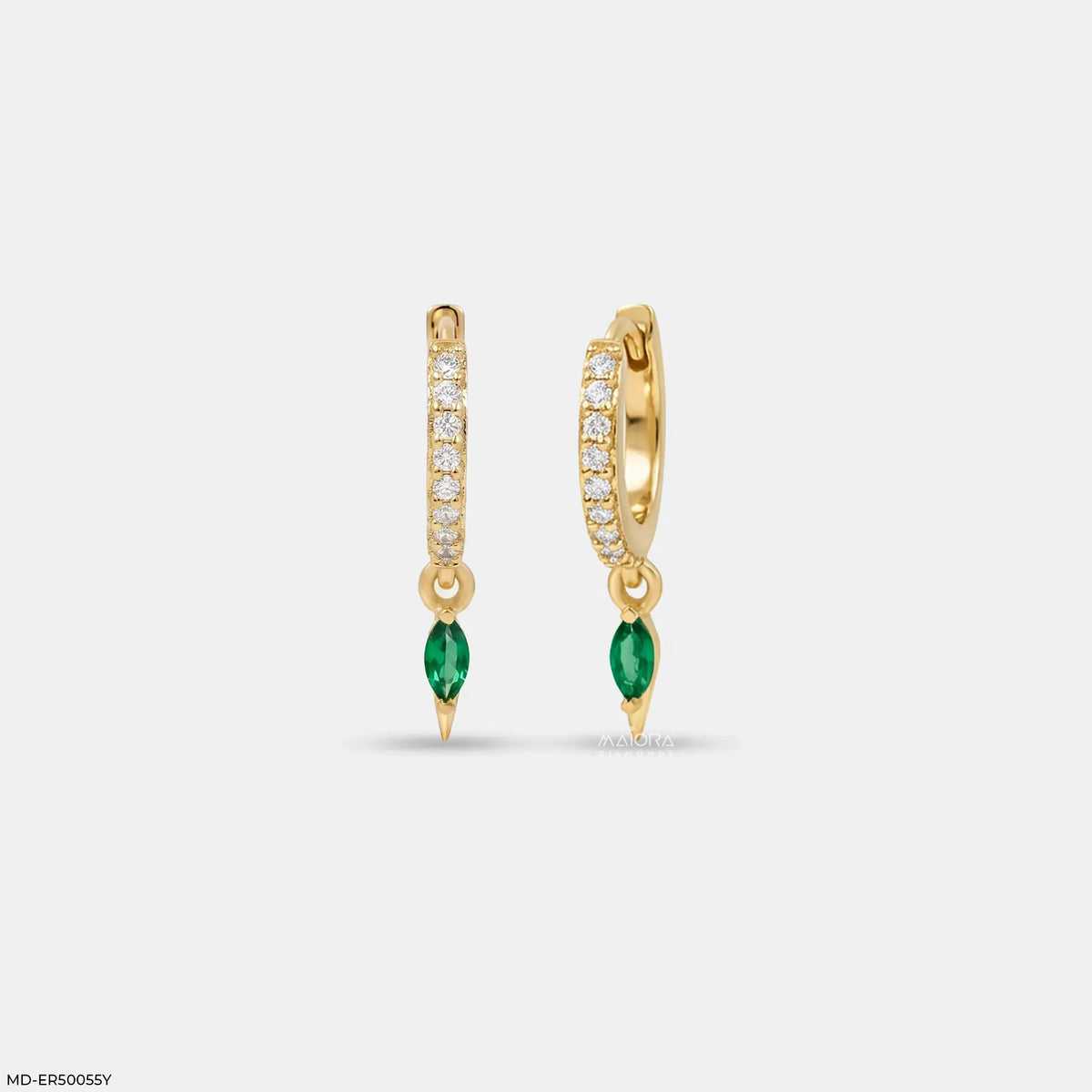 Marquise Emerald Diamond Bali Earrings