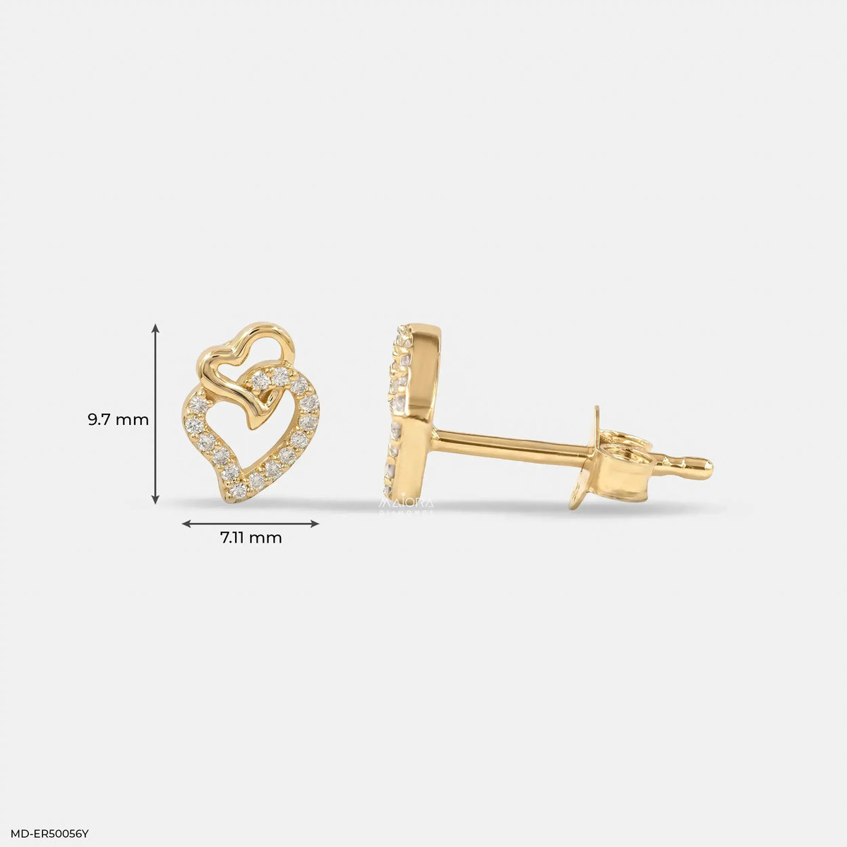 Dual Heart Diamond Studs Earrings