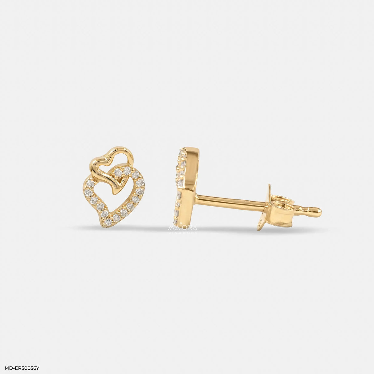 Dual Heart Diamond Studs Earrings