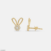 Minimalist Bunny Diamond Studs Earrings