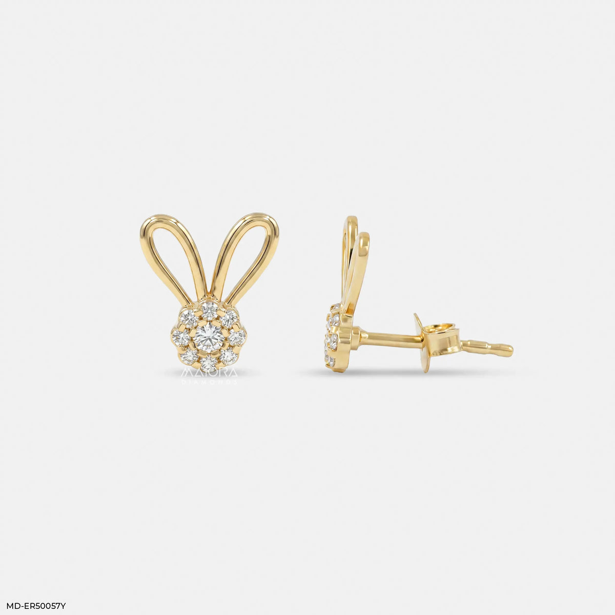 Minimalist Bunny Diamond Studs Earrings