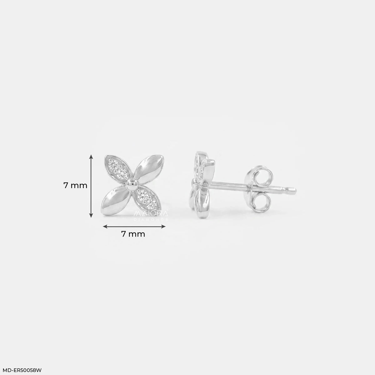 Opposite Petals Diamond Studs Earrings