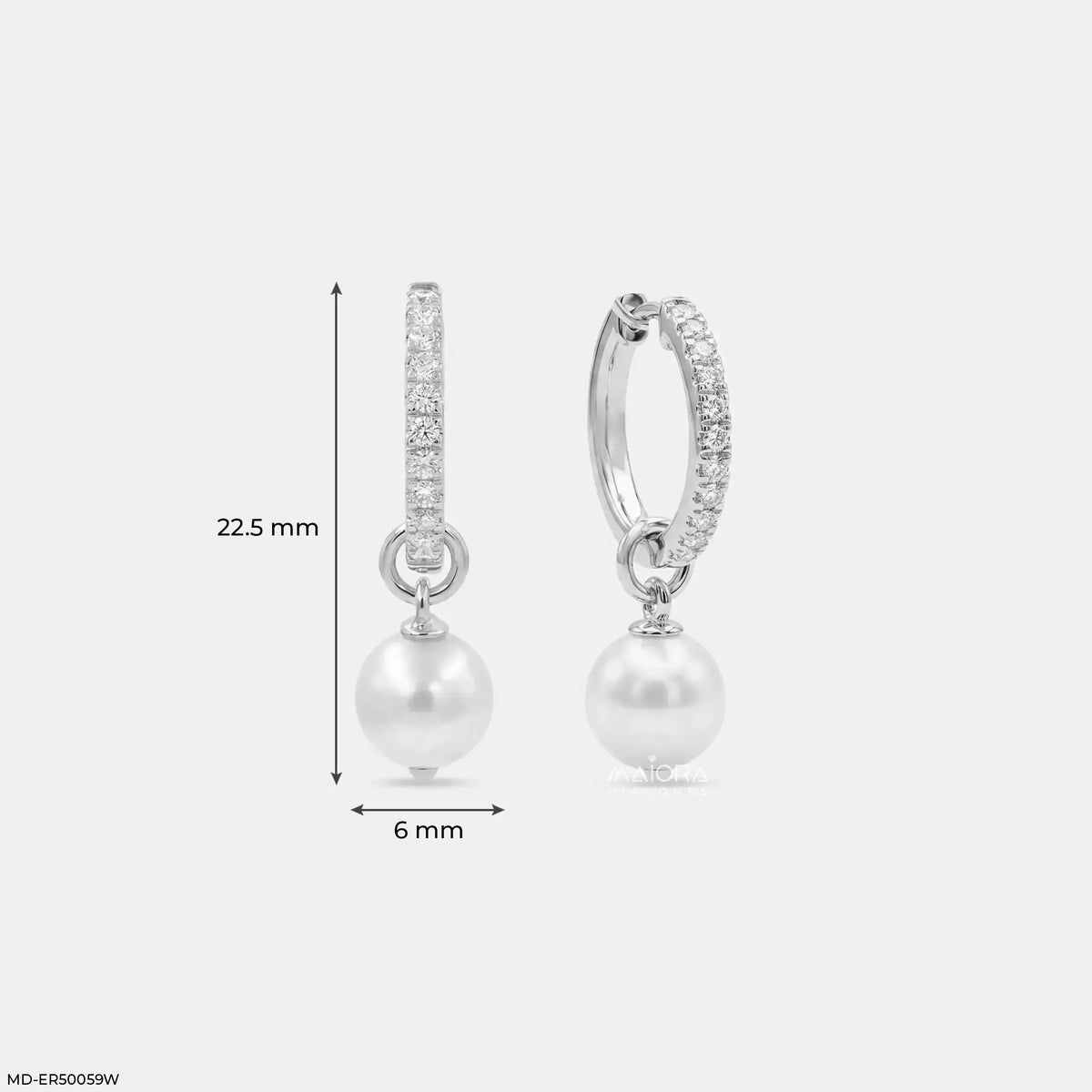 Pearl Drop Diamond Hoop Earrings