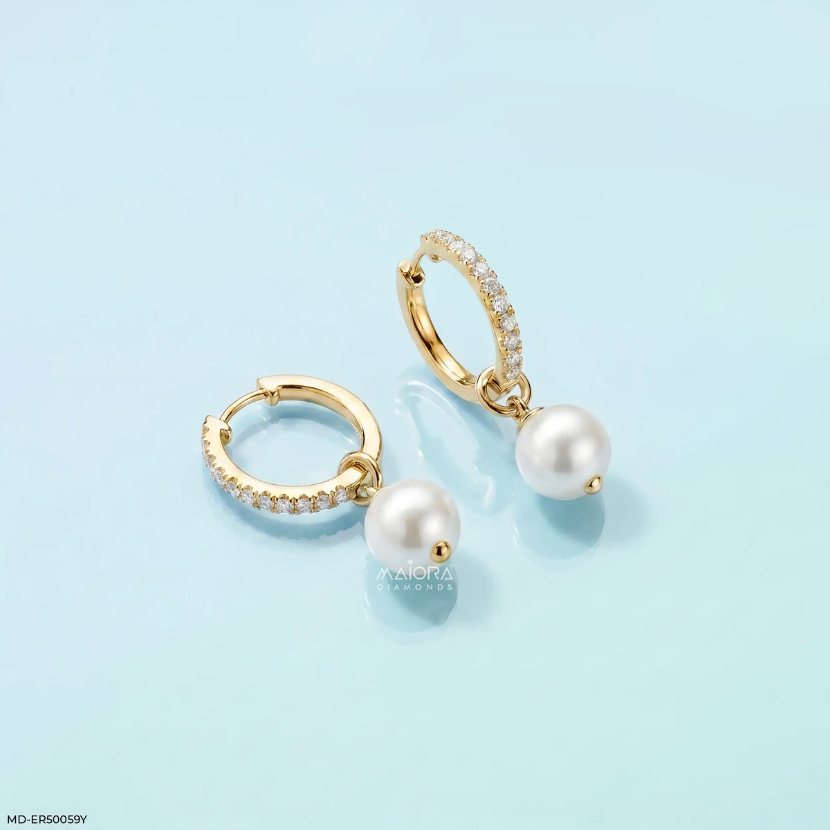Pearl Hanging Diamond Bali Earrings