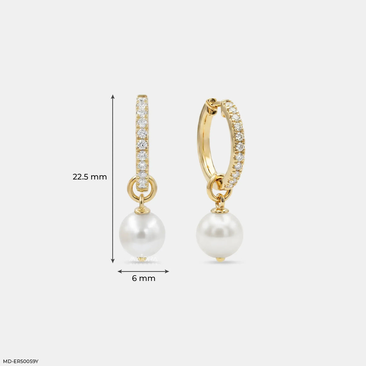 Pearl Hanging Diamond Bali Earrings