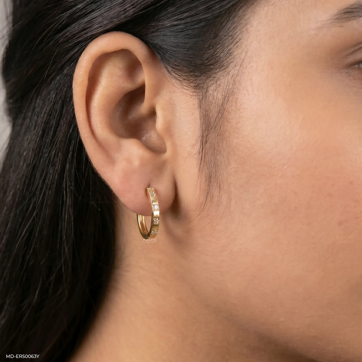 Sleek Step Diamond Bali Earrings
