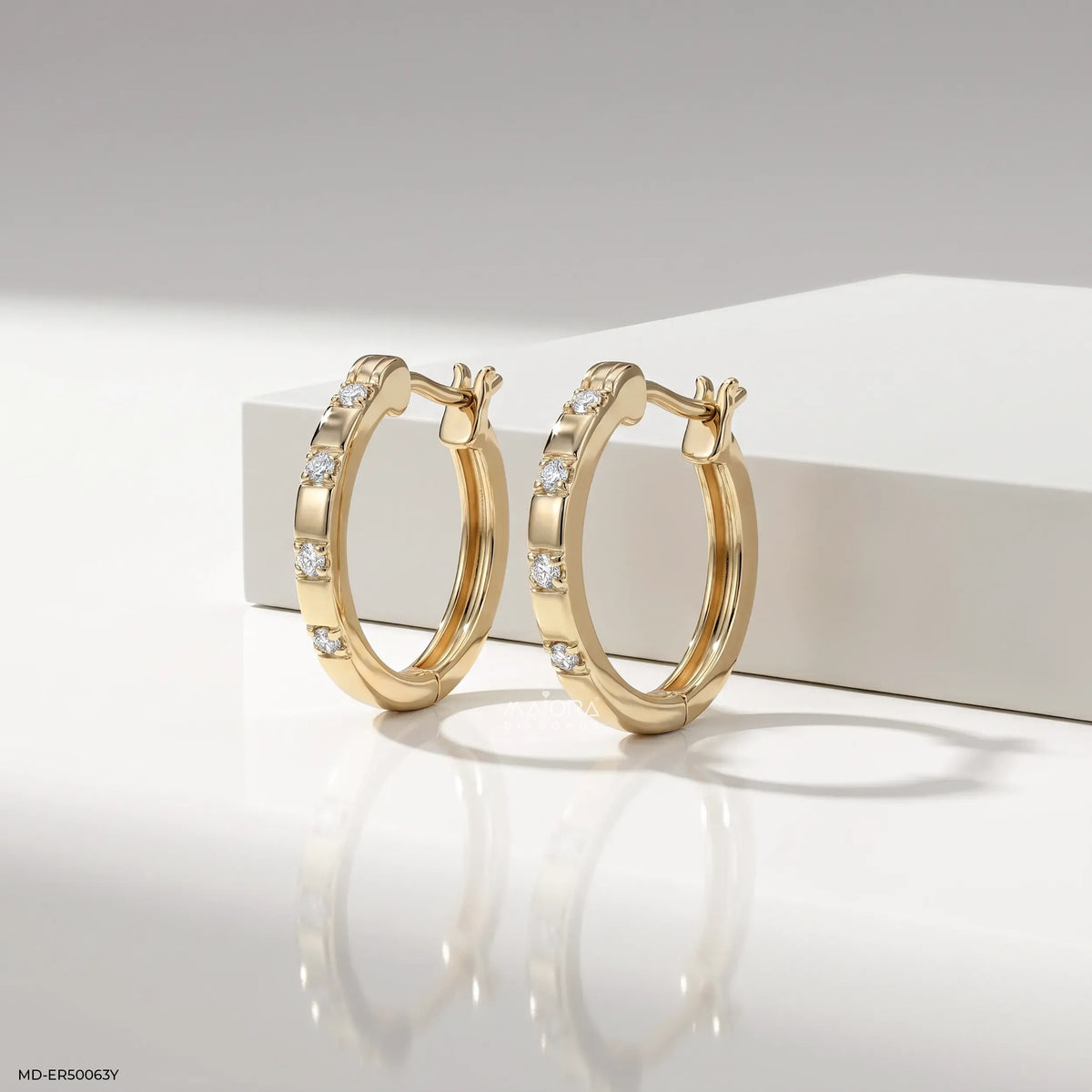 Sleek Step Diamond Bali Earrings