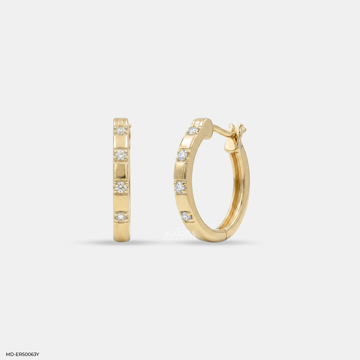 Sleek Step Diamond Bali Earrings
