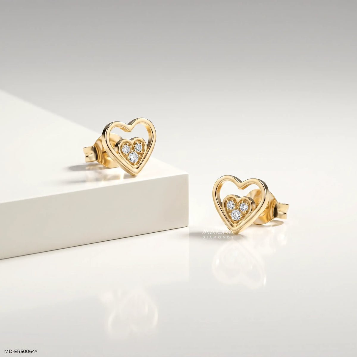 Delicate Heart Diamond Studs Earrings