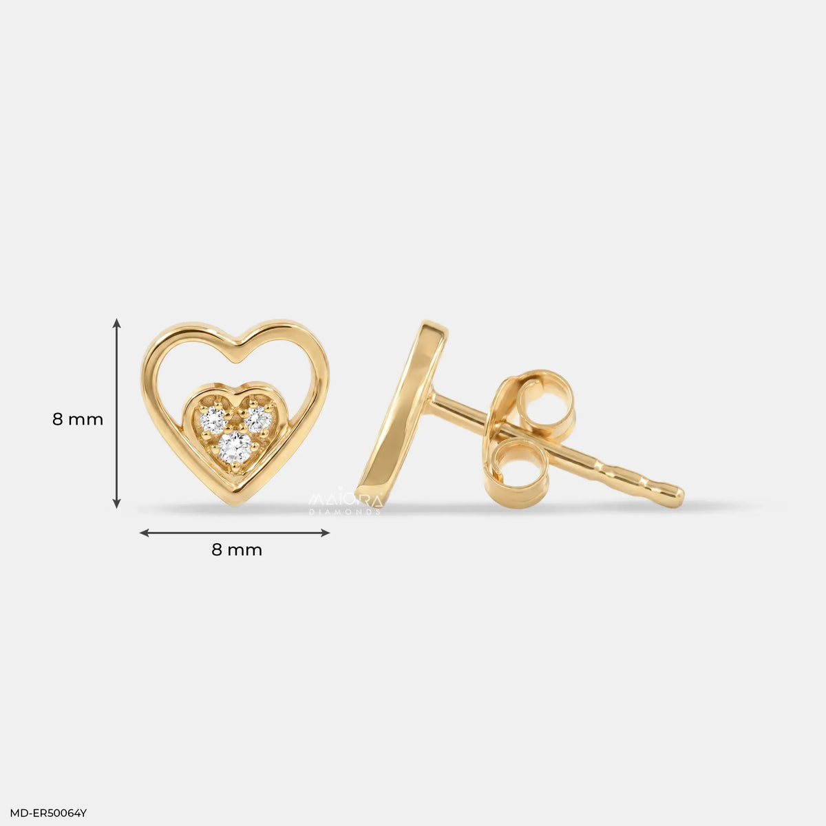 Delicate Heart Diamond Studs Earrings