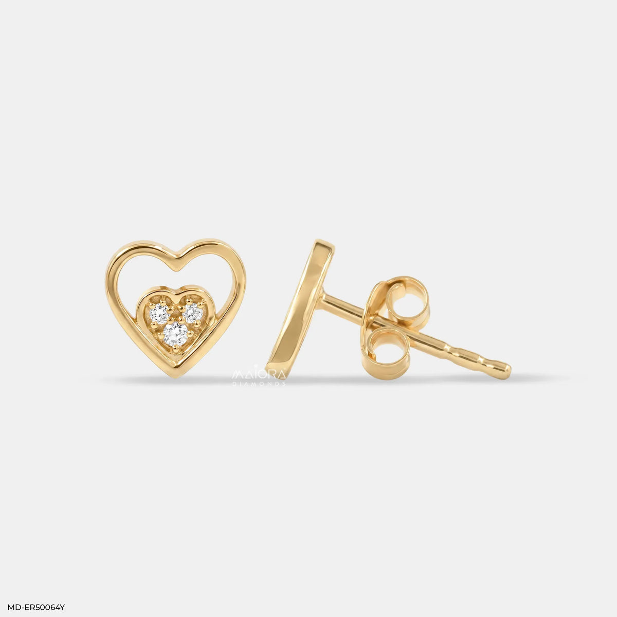 Delicate Heart Diamond Studs Earrings
