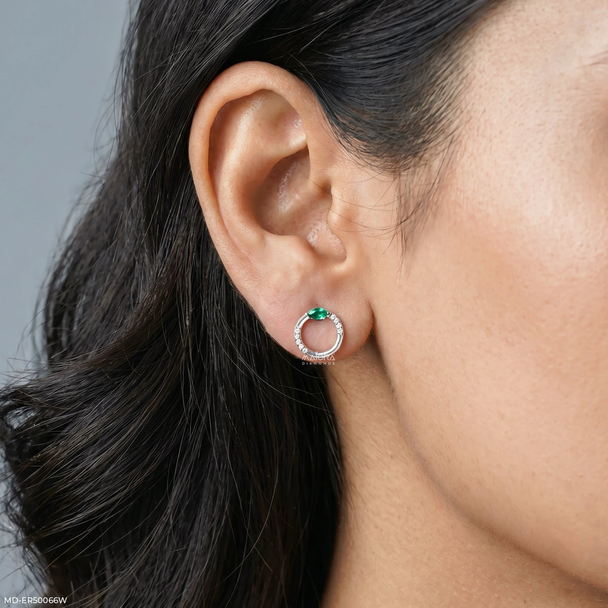 Circular Marquise Emerald Diamond Earrings