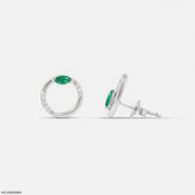 Circular Marquise Emerald Diamond Earrings