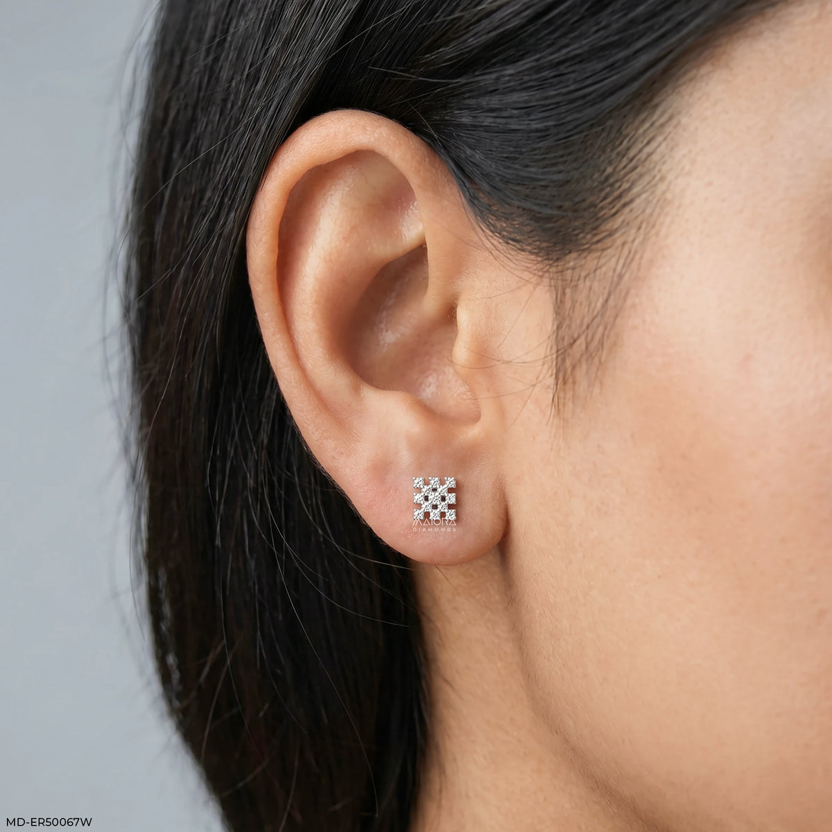 Sqaure Cluster Diamond Earrings