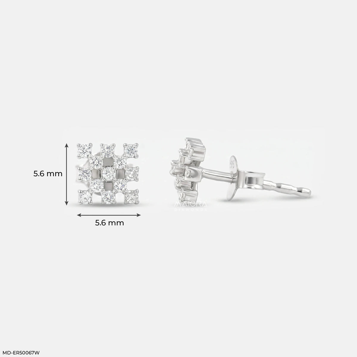 Sqaure Cluster Diamond Earrings