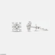 Sqaure Cluster Diamond Earrings