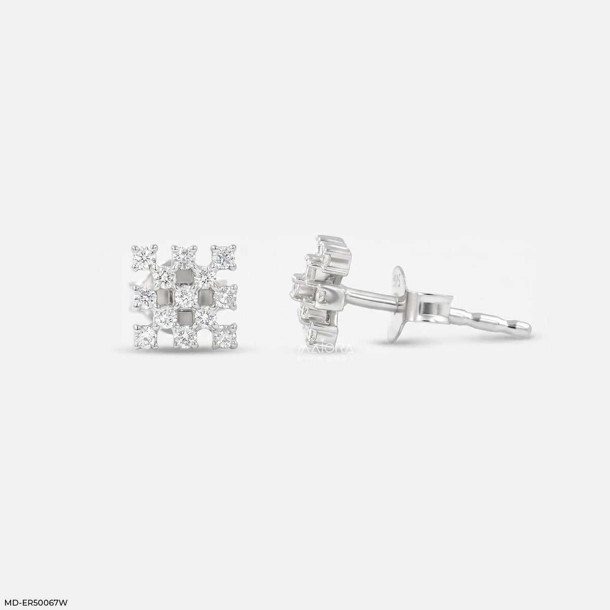 Sqaure Cluster Diamond Earrings