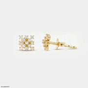Grid Cluster Diamond Studs Earrings