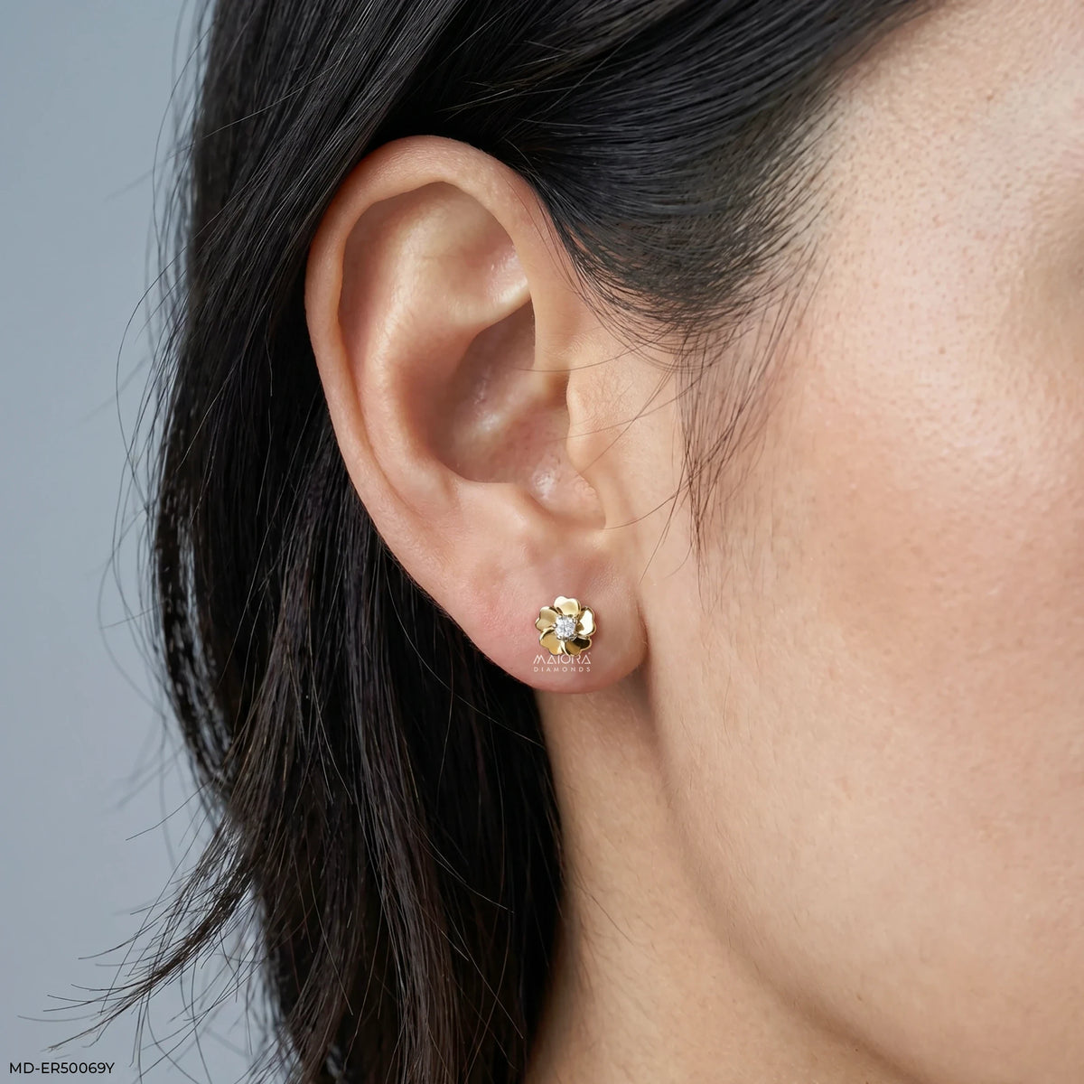 Floral Shaped Diamond Studs Earrings
