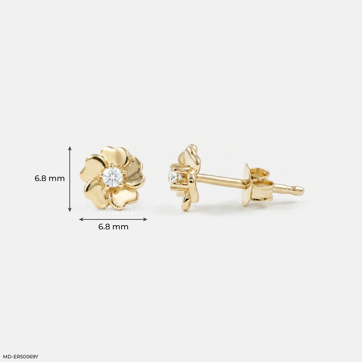 Floral Shaped Diamond Studs Earrings