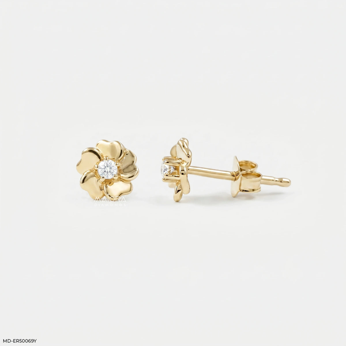 Floral Shaped Diamond Studs Earrings