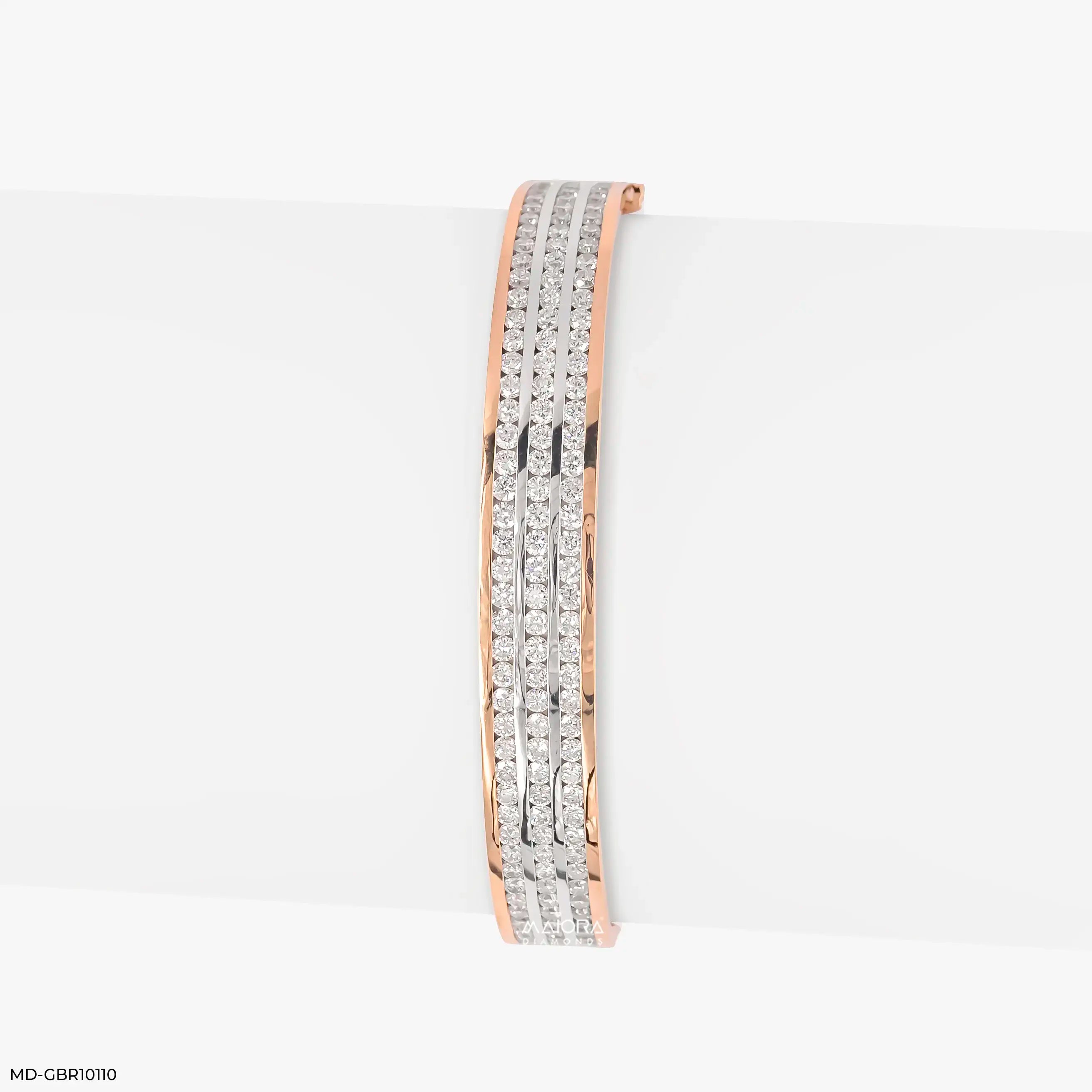 Trinity Row Men's Diamond Bracelet 9K Rose Gold