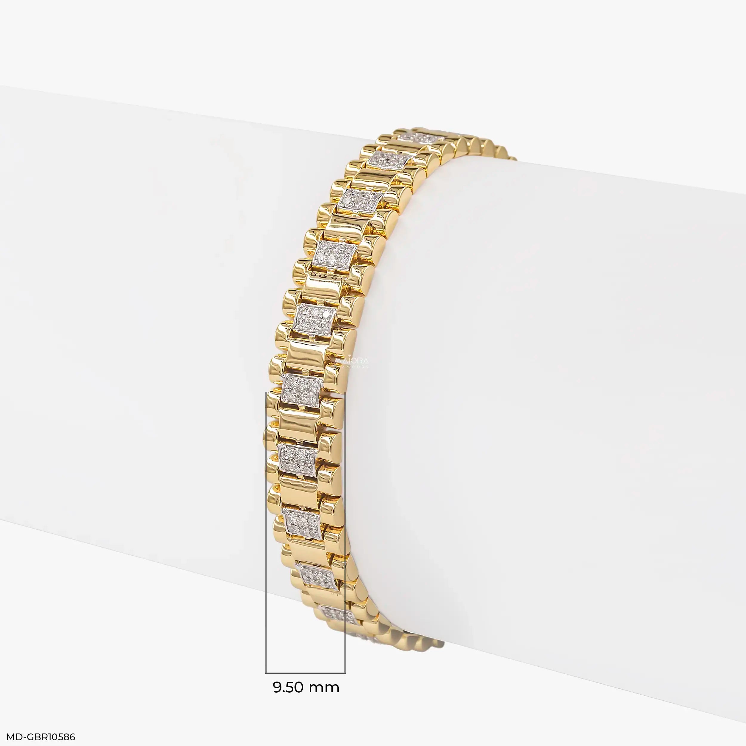 Prestige Link Mens Diamond Bracelet 9K Yellow Gold