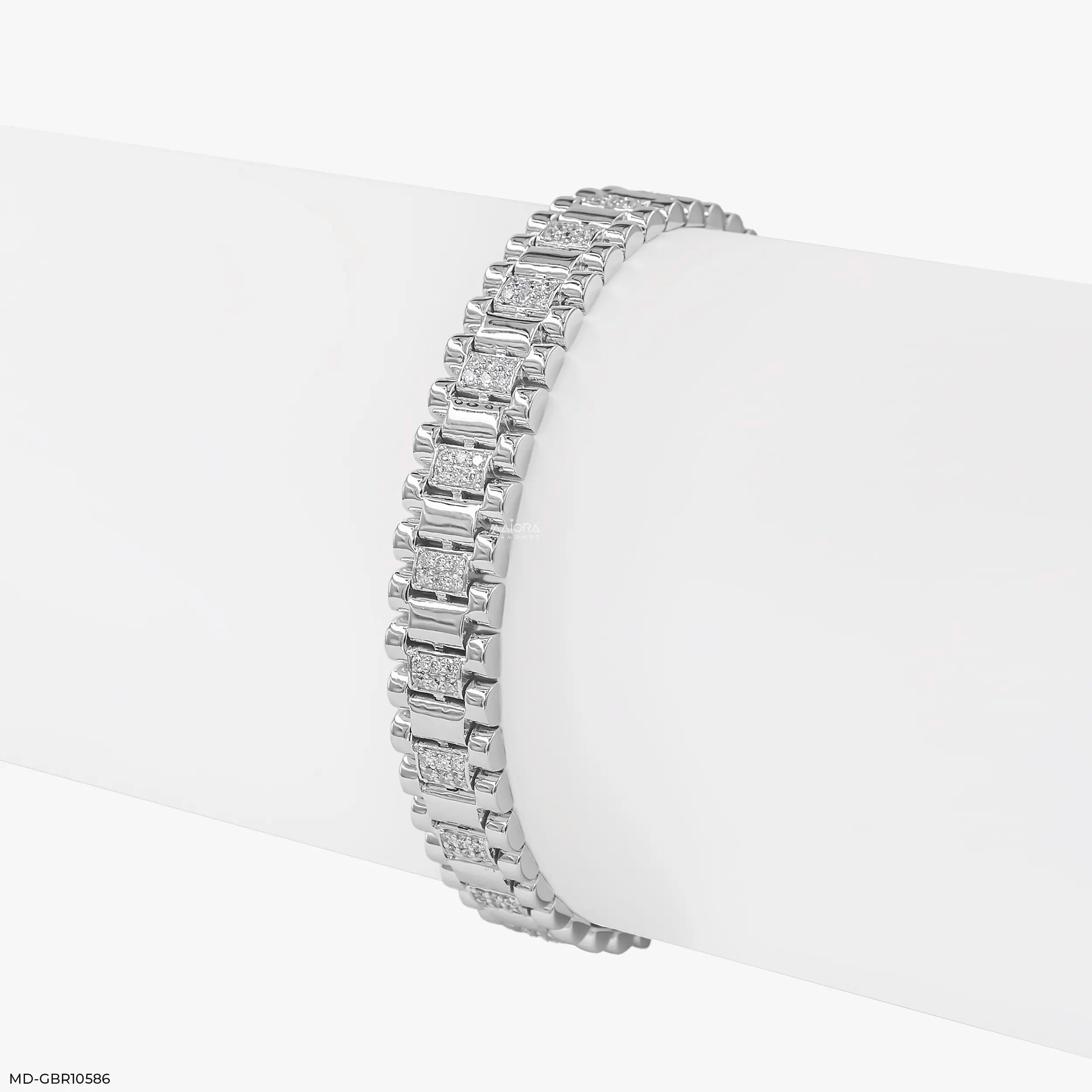 Prestige Link Mens Diamond Bracelet 9K Yellow Gold