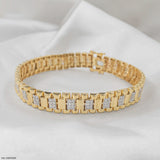 Prestige Link Mens Diamond Bracelet 18K Yellow Gold