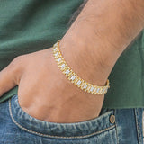 Prestige Link Mens Diamond Bracelet 18K Yellow Gold