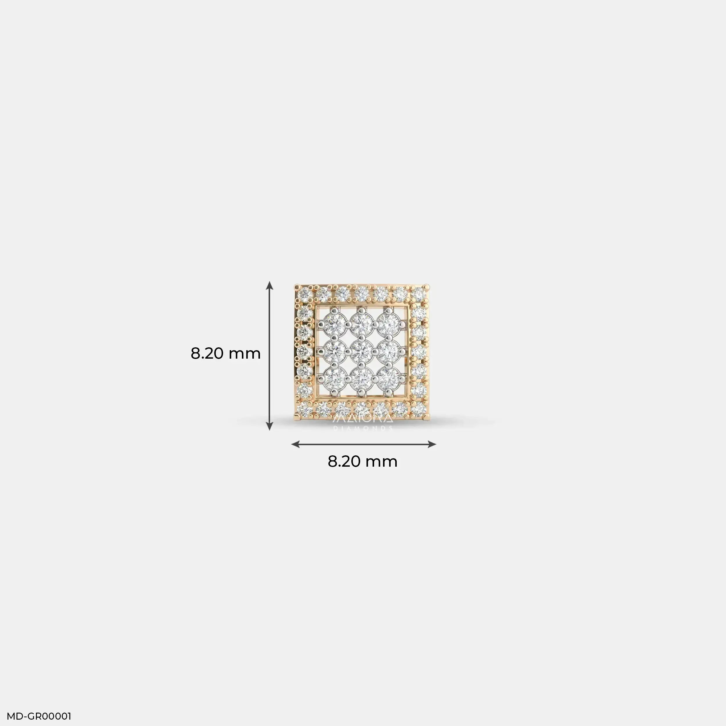 Vertex Diamond Mens Stud Earring 18K White Gold
