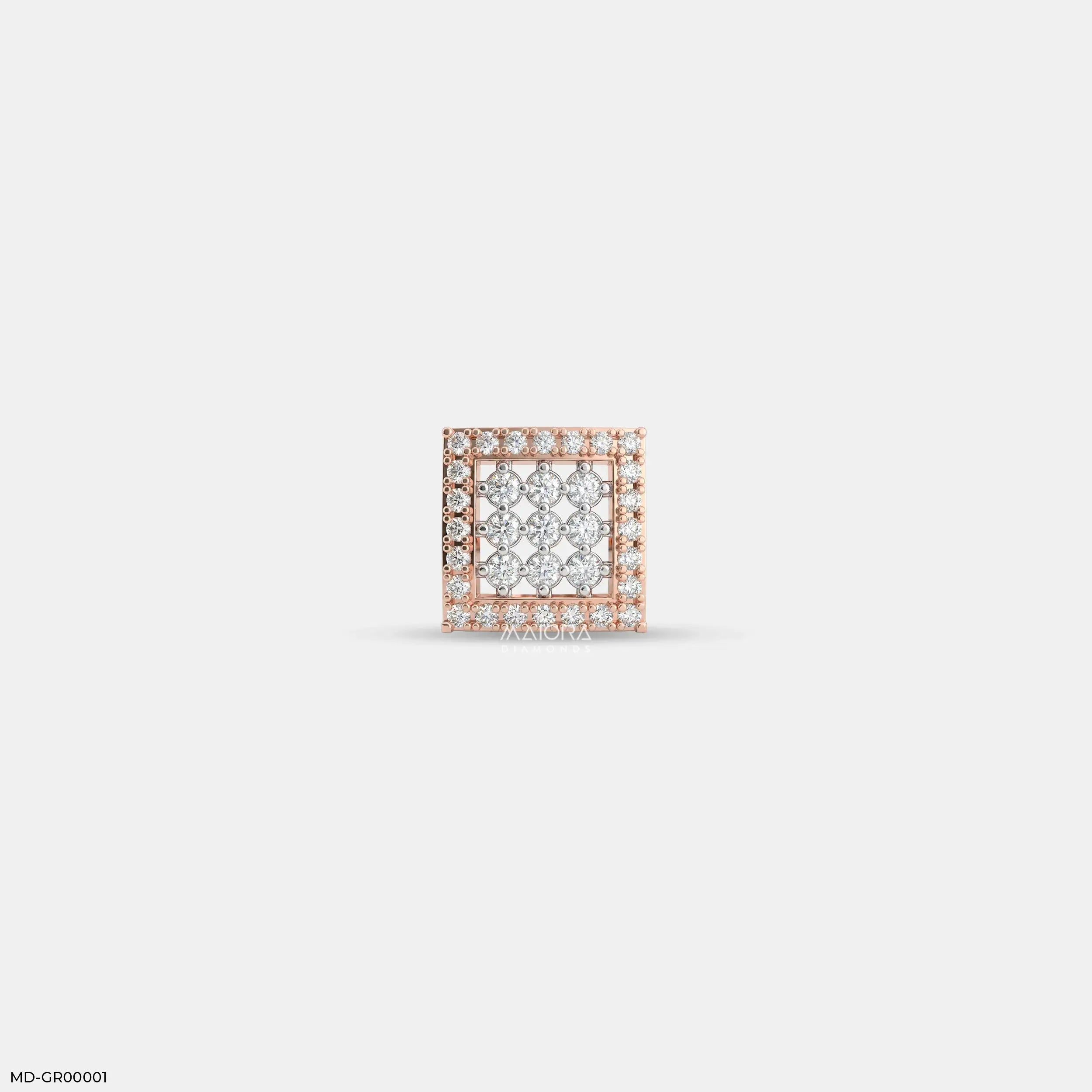 Vertex Diamond Mens Stud Earring 18K White Gold