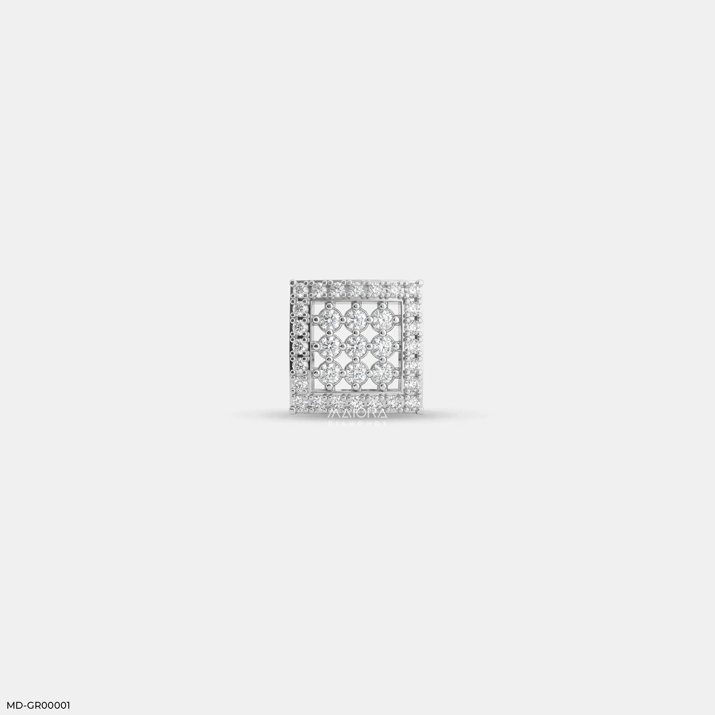 Vertex Diamond Mens Stud Earring 18K White Gold