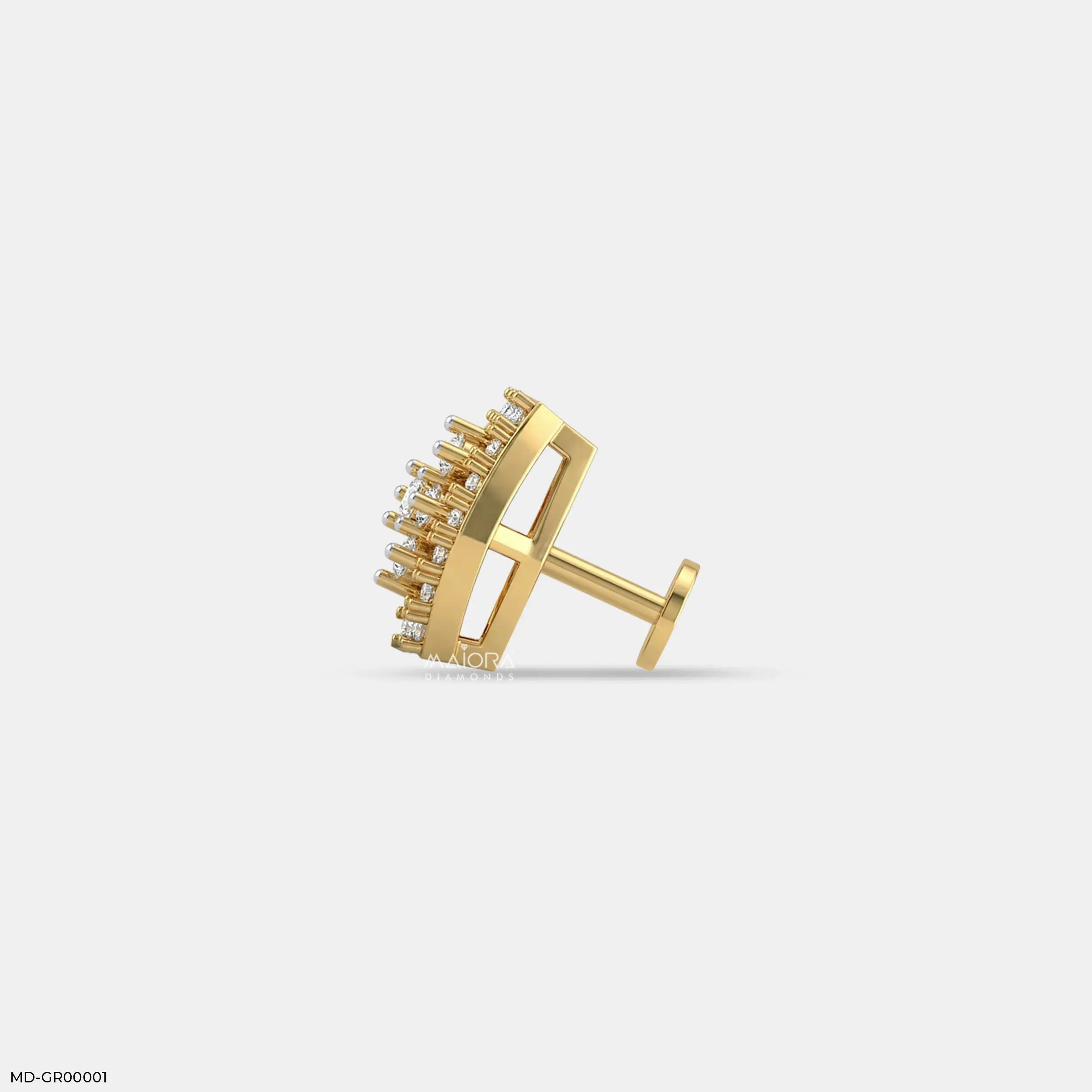 Vertex Diamond Mens Stud Earring 18K White Gold