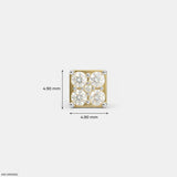 Gold Sqaure Diamond Mens Stud Earring Platinum 950