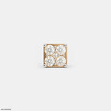 Gold Sqaure Diamond Mens Stud Earring Platinum 950