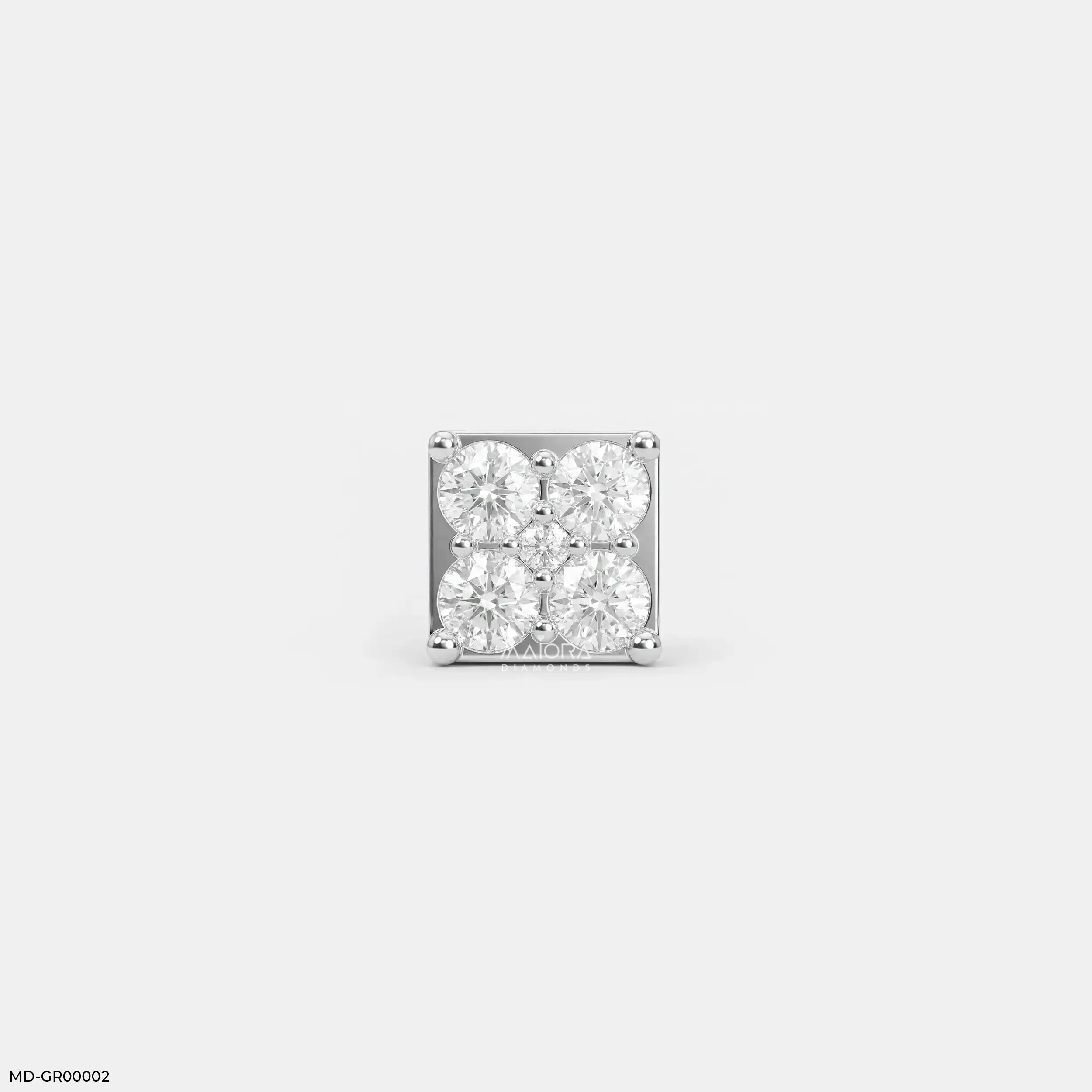 Gold Sqaure Diamond Mens Stud Earring 9K Yellow Gold