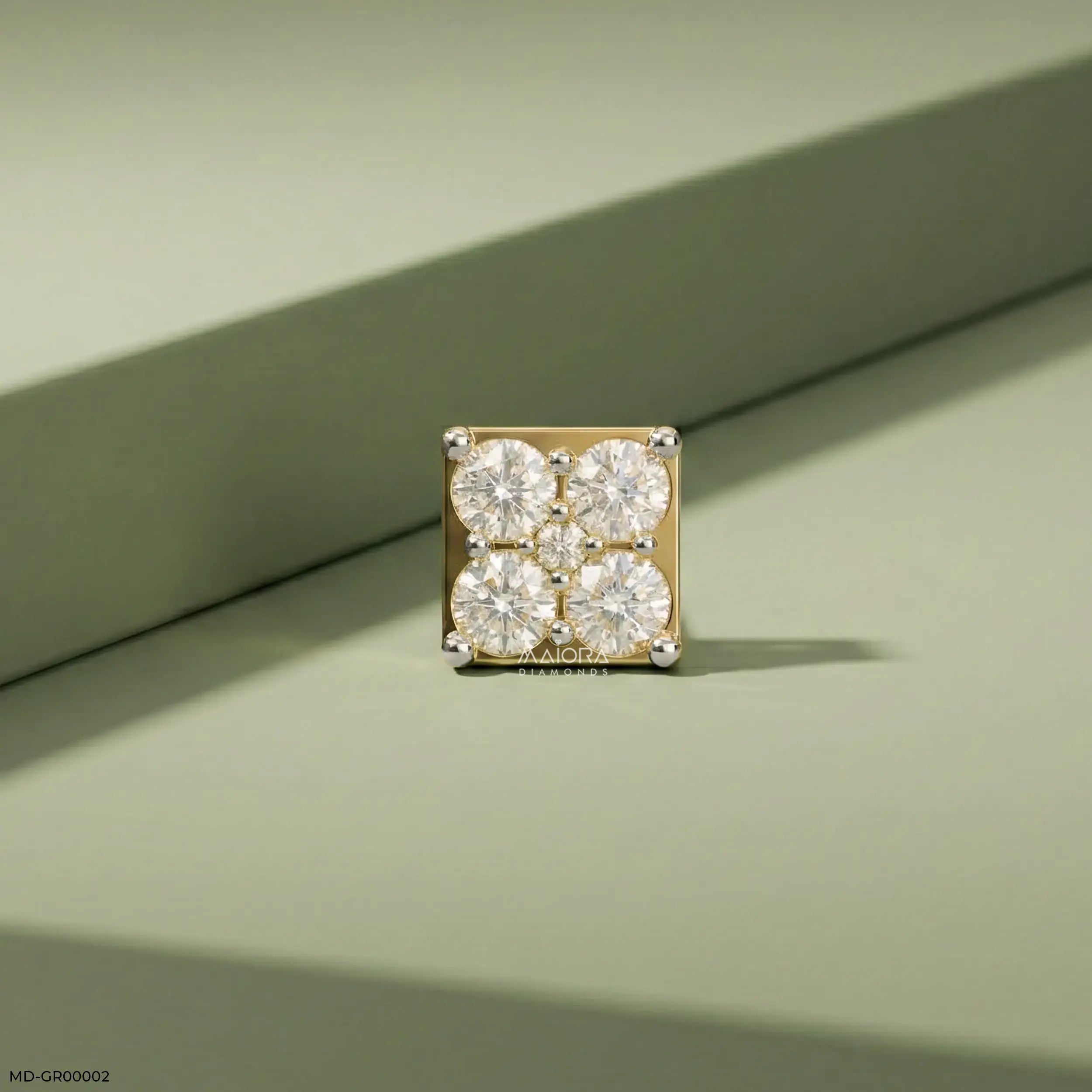 Gold Sqaure Diamond Mens Stud Earring 9K Yellow Gold
