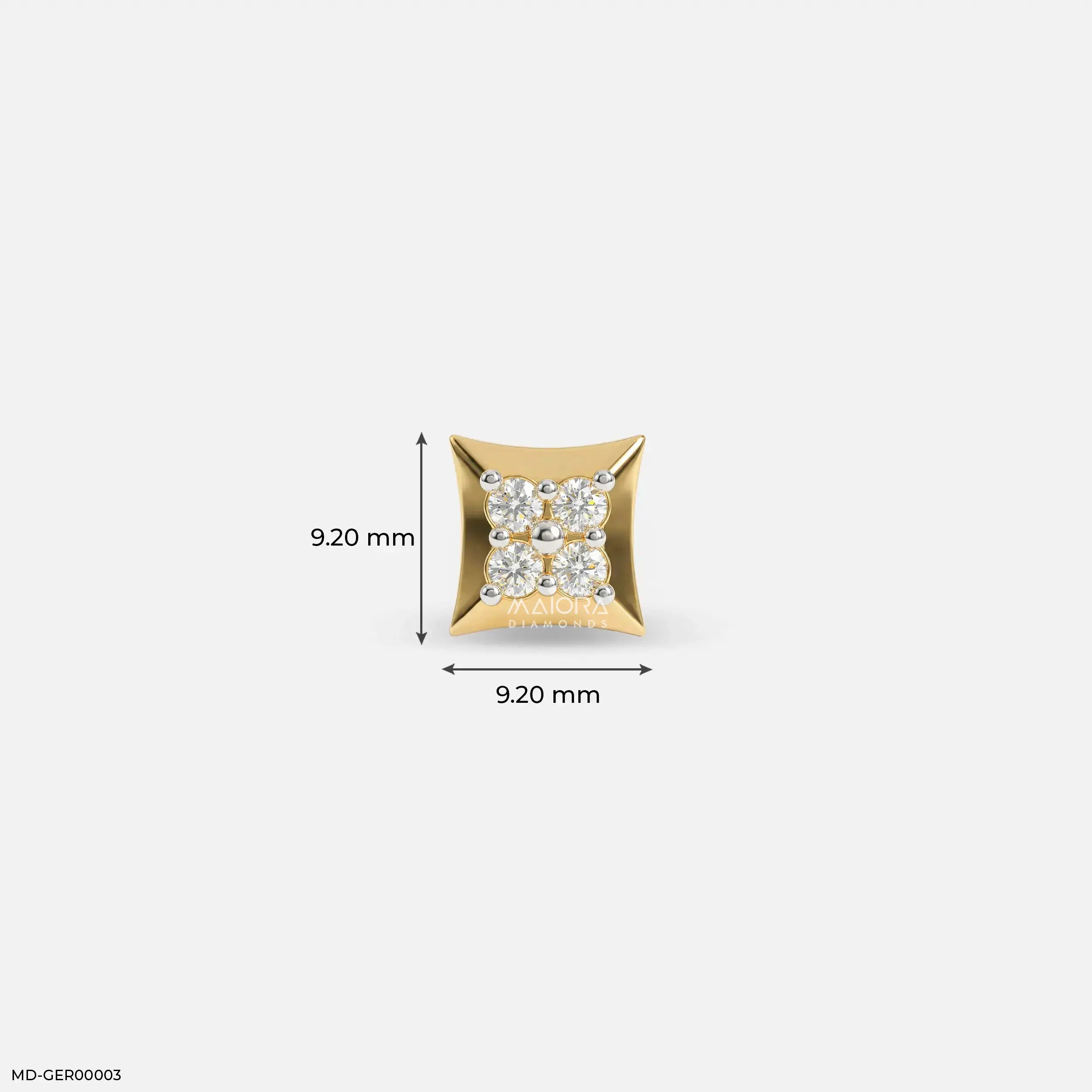 Victorian Diamond Mens Stud Earring 9K Yellow Gold