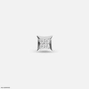 Victorian Diamond Mens Stud Earring 18K White Gold