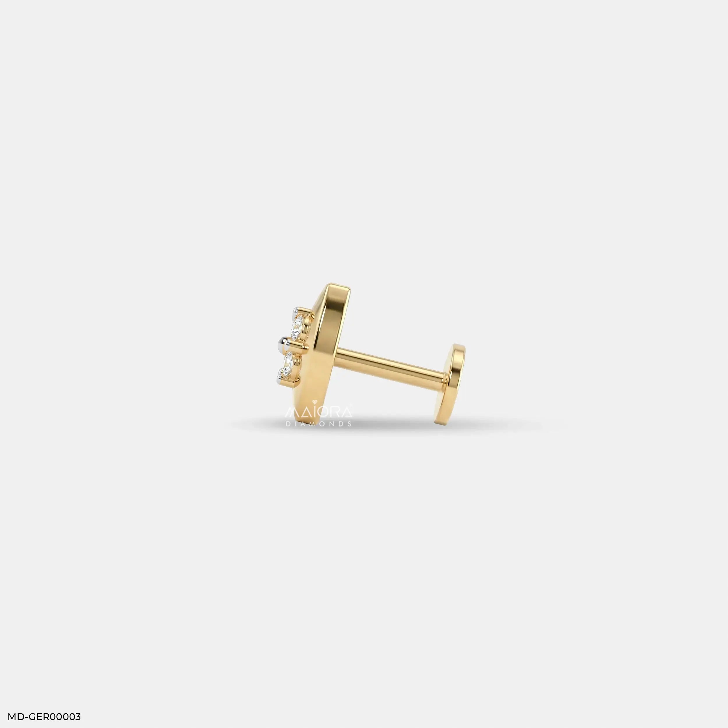 Victorian Diamond Mens Stud Earring 9K Yellow Gold
