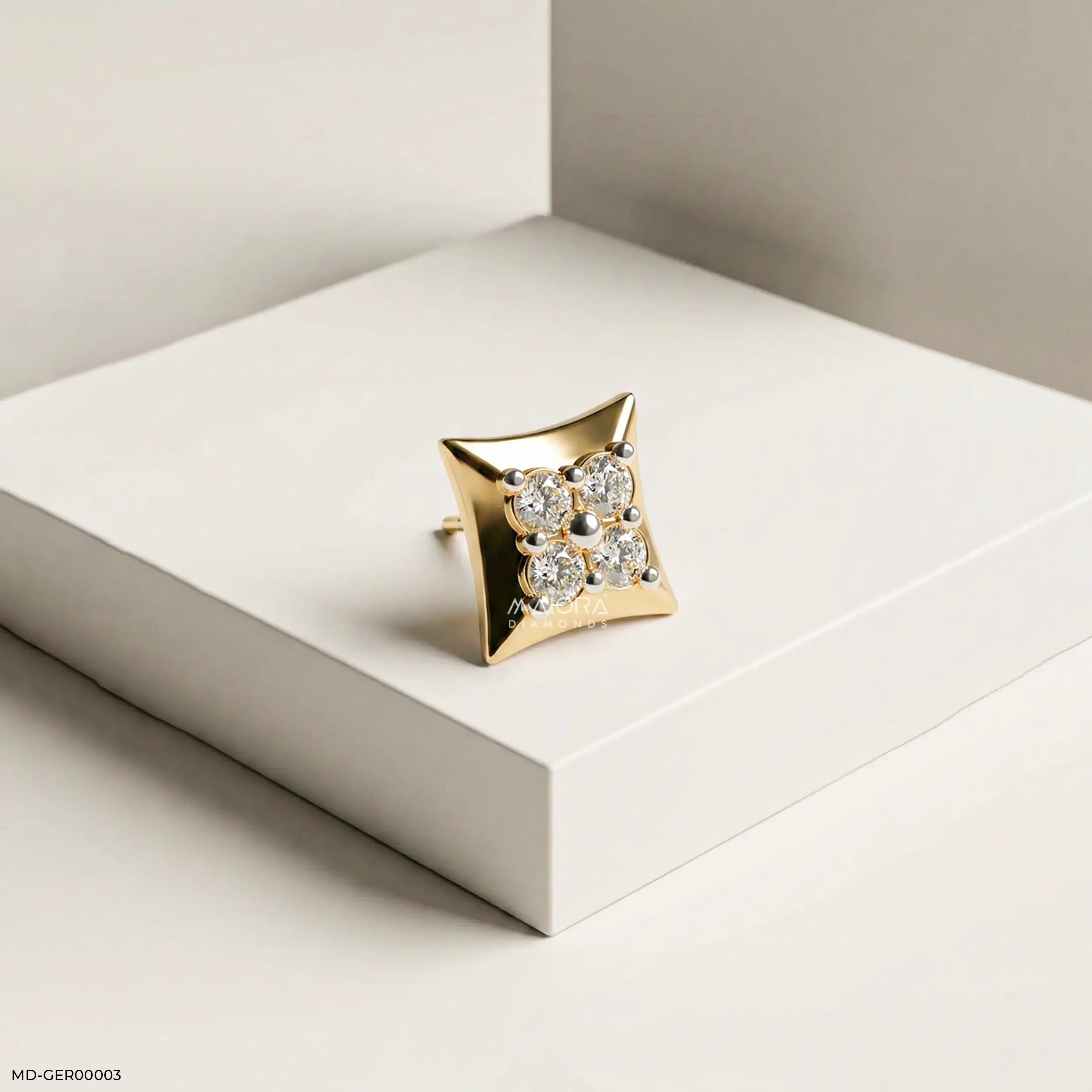 Victorian Diamond Mens Stud Earring 9K Yellow Gold