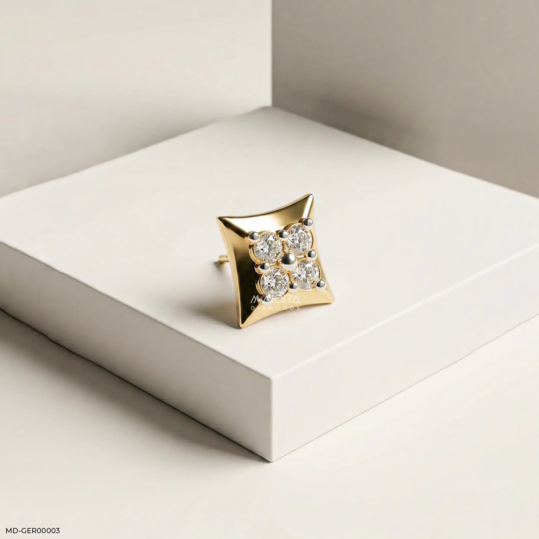 Victorian Diamond Mens Stud Earring 9K Yellow Gold