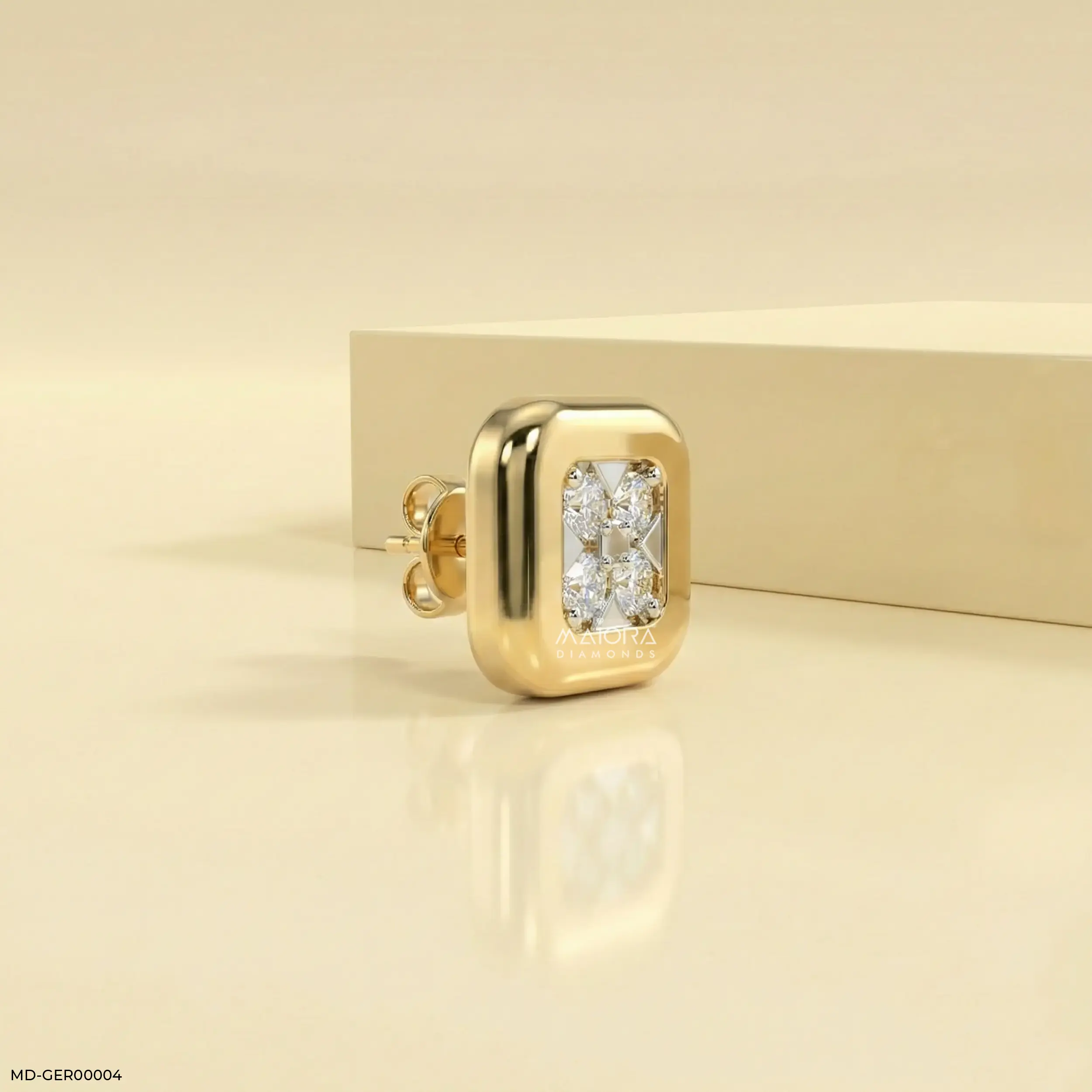 Portal Diamond Mens Stud Earring Platinum 950
