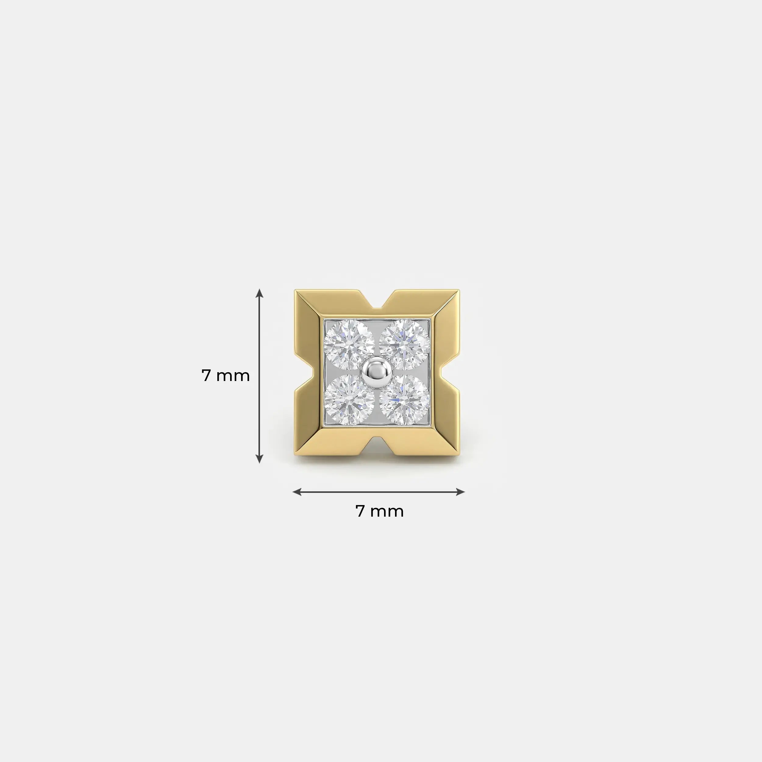 Geomatric Diamond Mens Stud Earring Platinum 950