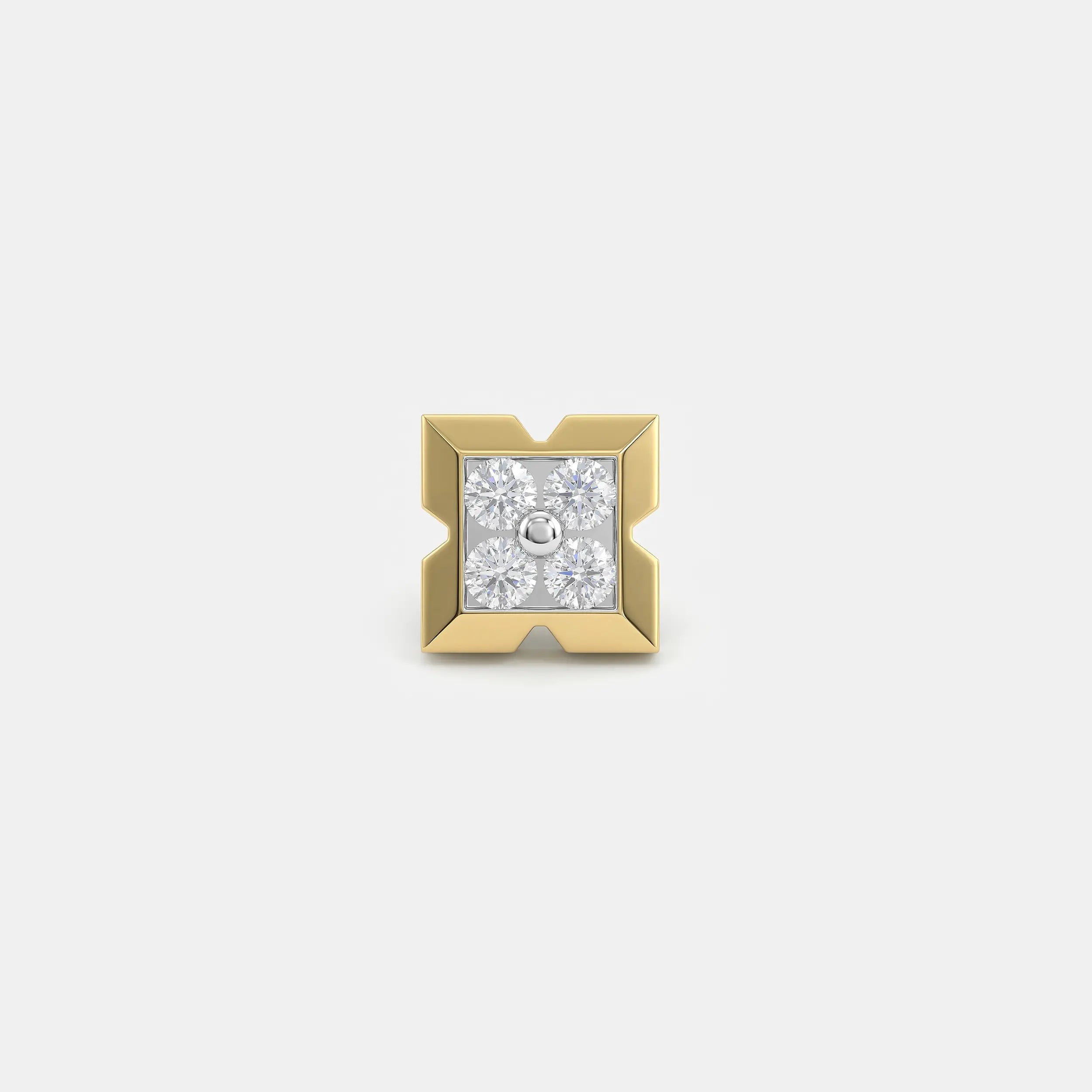 Geomatric Diamond Mens Stud Earring 9K Yellow Gold