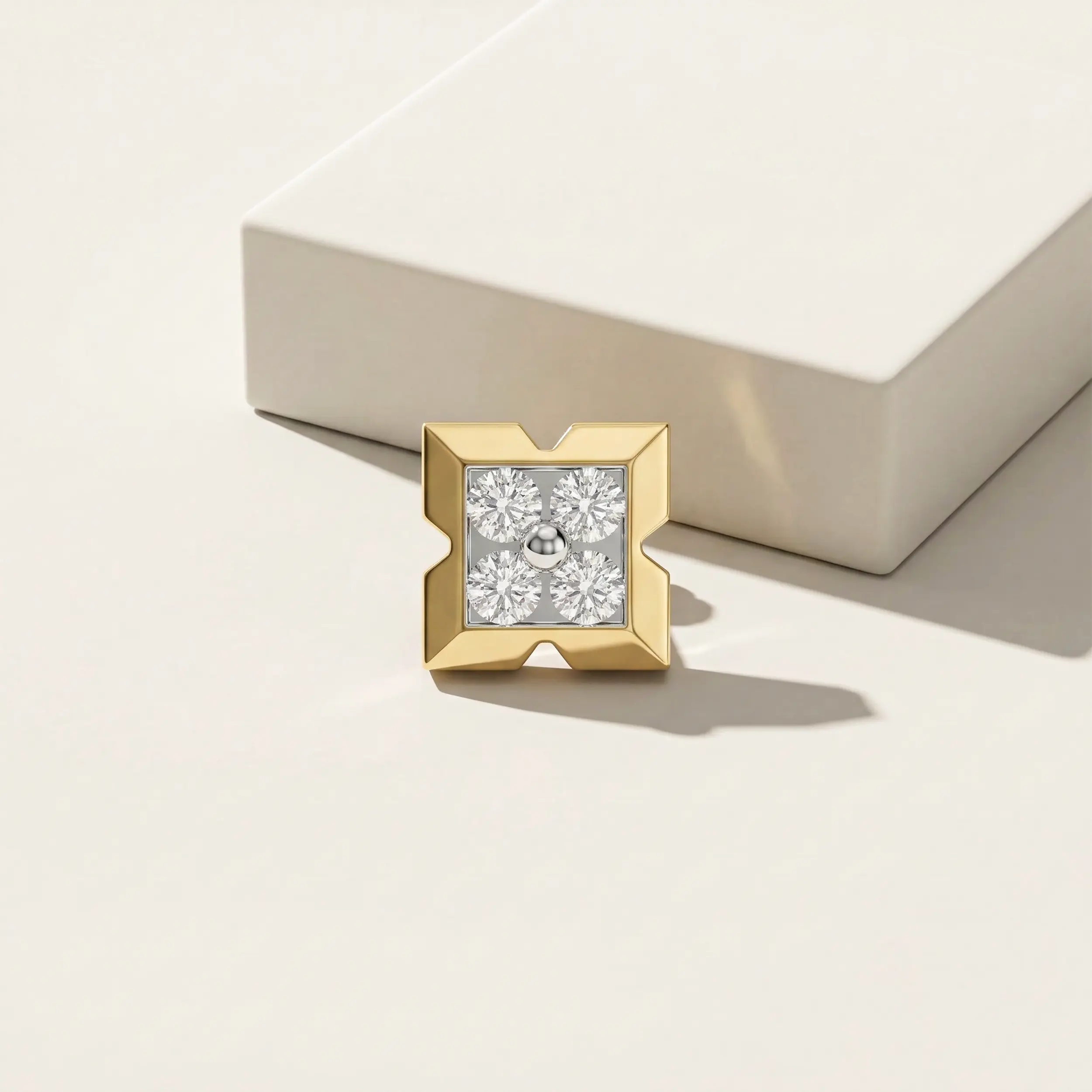 Geomatric Diamond Mens Stud Earring